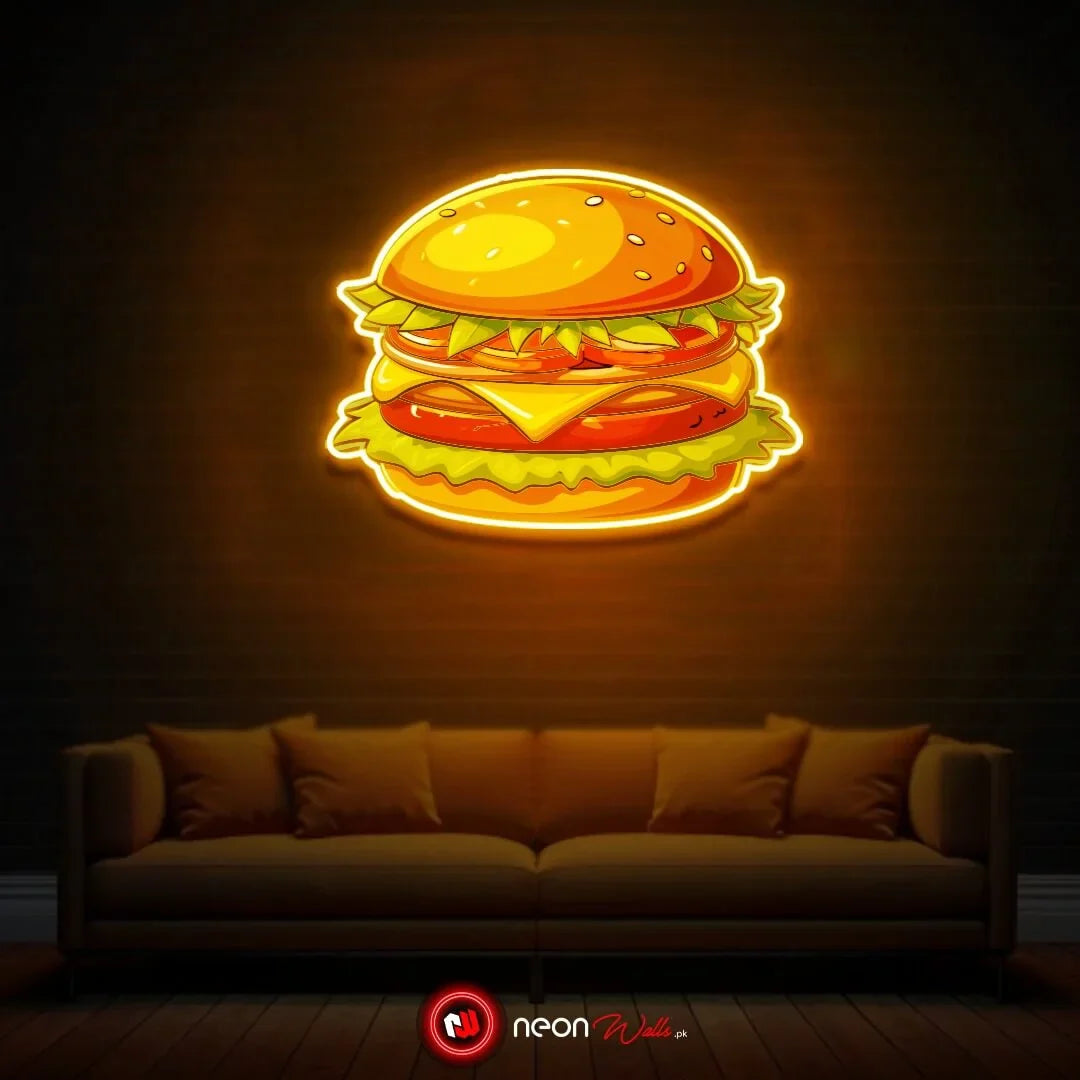 Burger Food UV Neon Sign π β Light Up Your Space with Tasty Vibes!