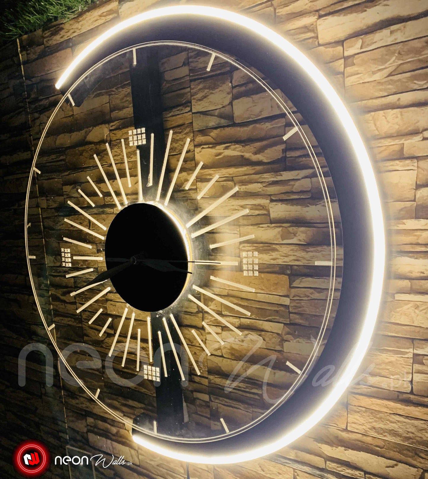 Premium C Shape Neon Decorative Wall Art Clock - Neon Light