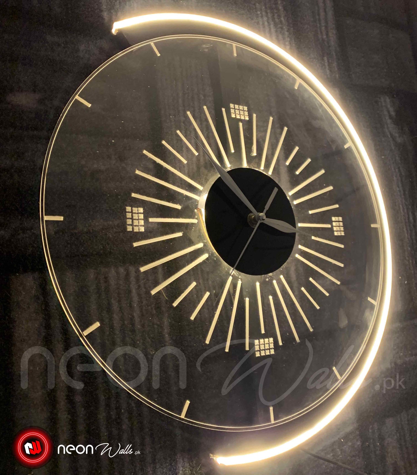 Premium C Shape Neon Decorative Wall Art Clock - Neon Light