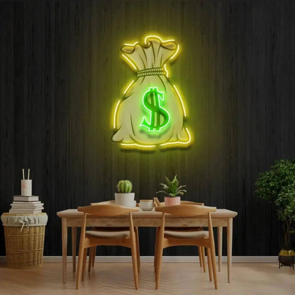 Money Bag UV LED Neon Sign ๐ฐ โ Light Up Your Wealthy Vibes!