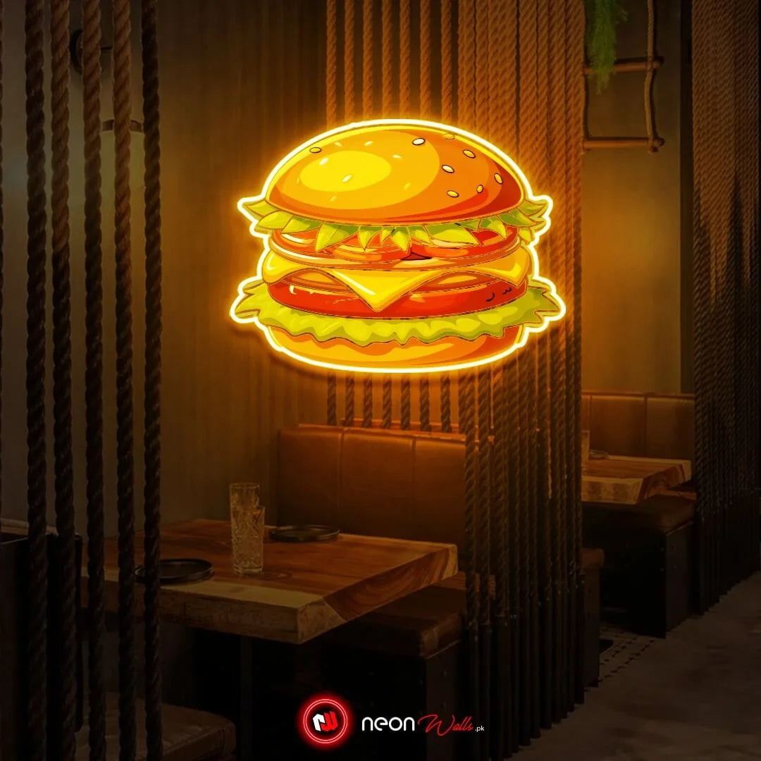 Burger Food UV Neon Sign π β Light Up Your Space with Tasty Vibes!
