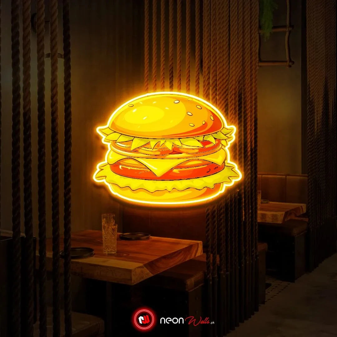 Burger Food UV Neon Sign π β Light Up Your Space with Tasty Vibes!