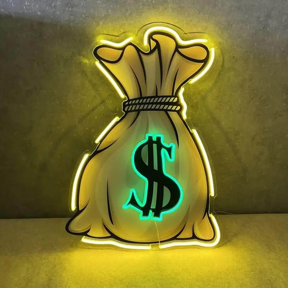 Money Bag UV LED Neon Sign ๐ฐ โ Light Up Your Wealthy Vibes!