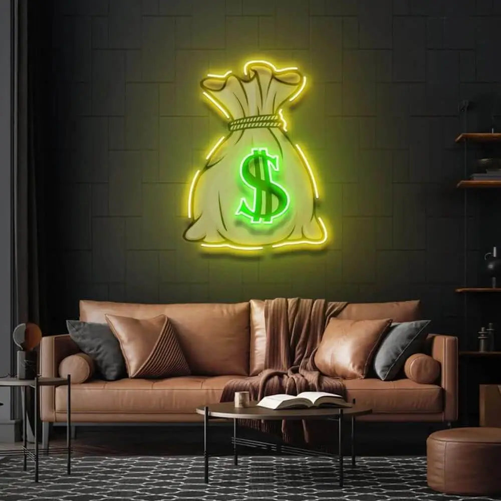 Money Bag UV LED Neon Sign ๐ฐ โ Light Up Your Wealthy Vibes!