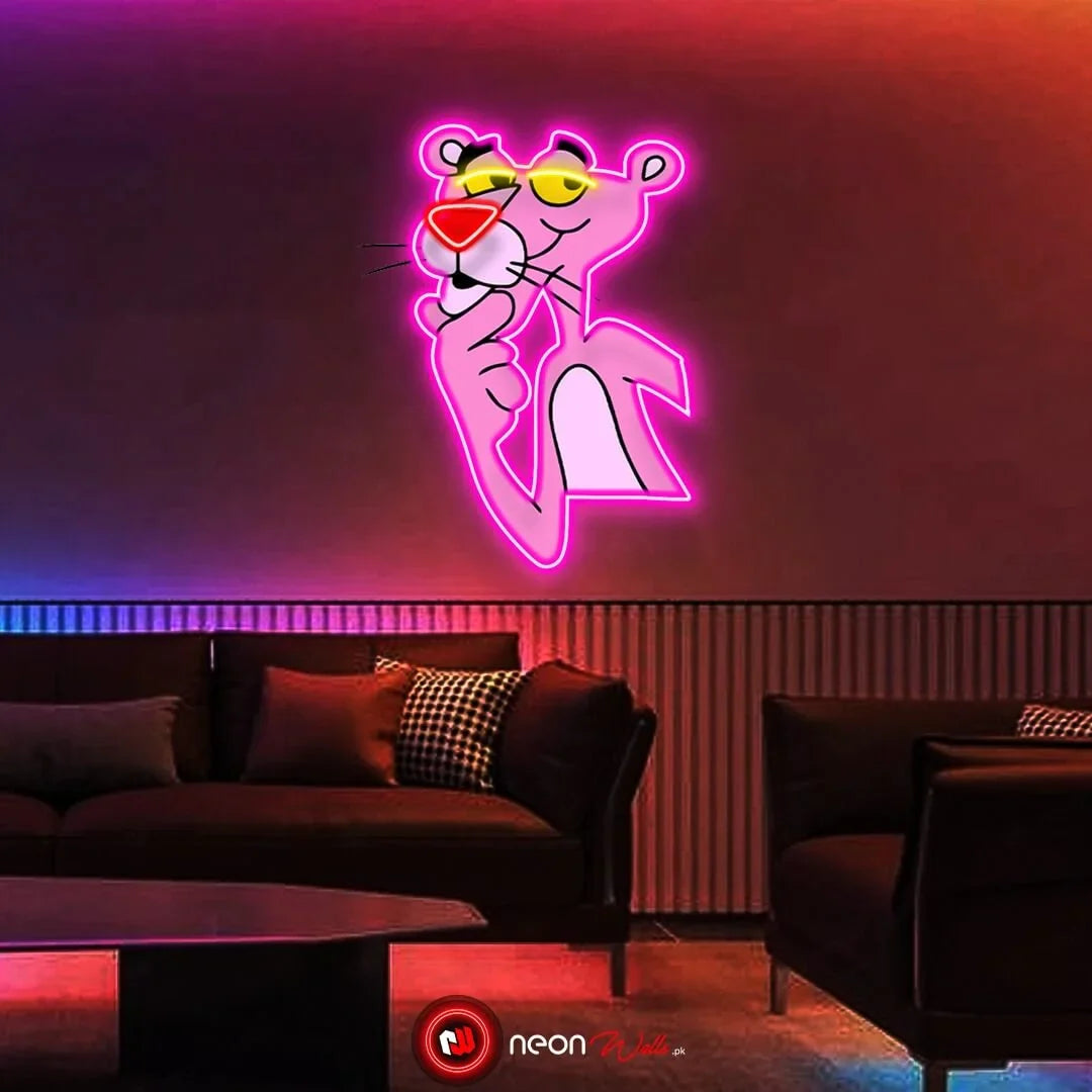 Vintage Pink Panther UV Neon Sign π β Add Retro Charm with a Funky Glow!