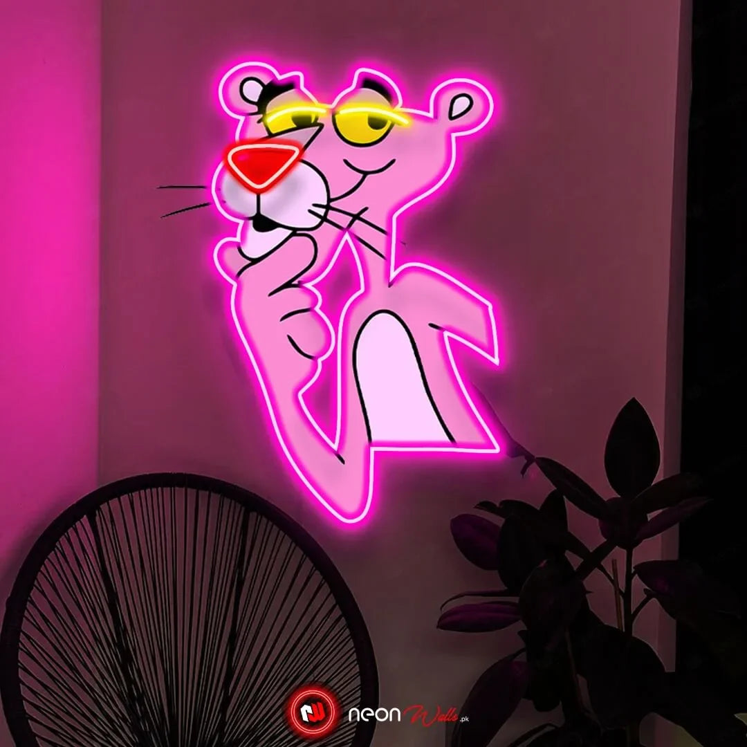 Vintage Pink Panther UV Neon Sign π β Add Retro Charm with a Funky Glow!