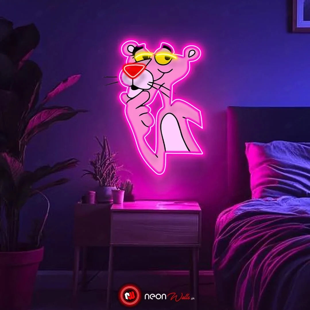 Vintage Pink Panther UV Neon Sign π β Add Retro Charm with a Funky Glow!