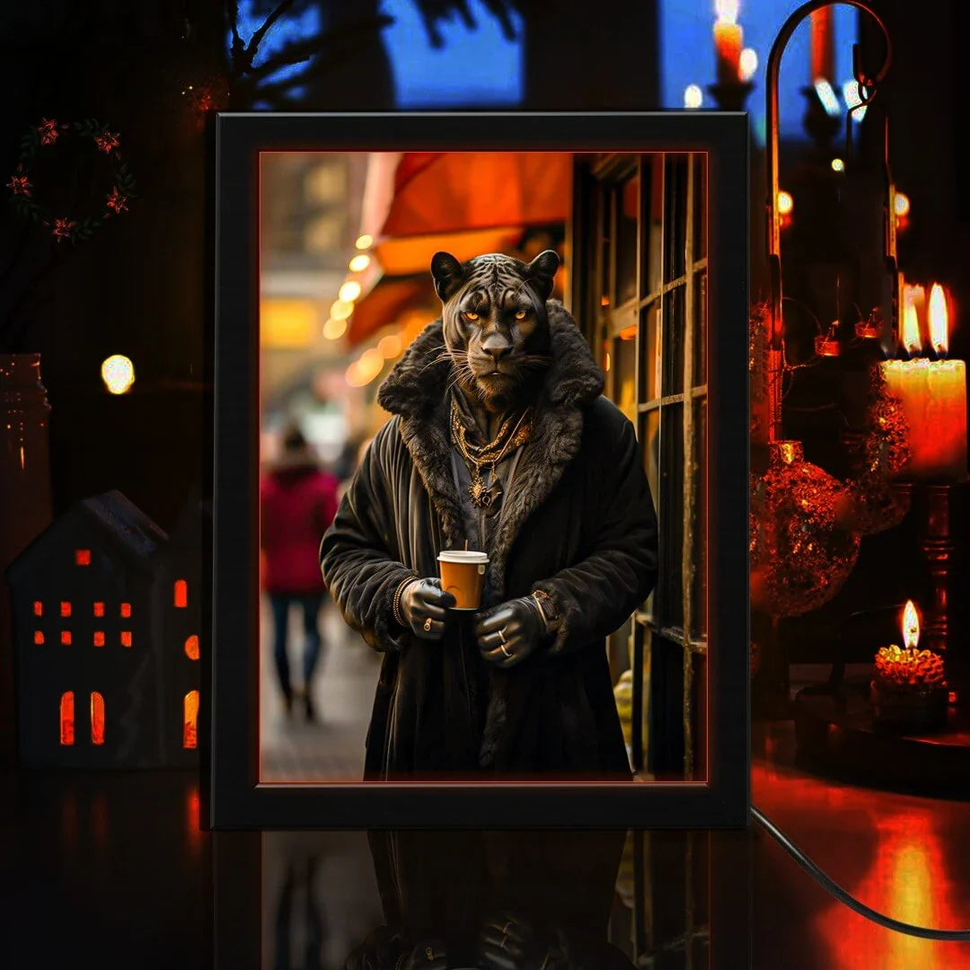 Rich Tiger Luxury Wealthy Frame | Neon Poster Frame