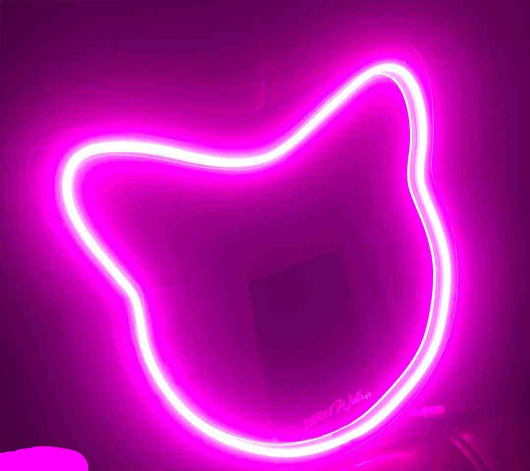 Meoww Face Selfie Neon Mirror - Neon Lights