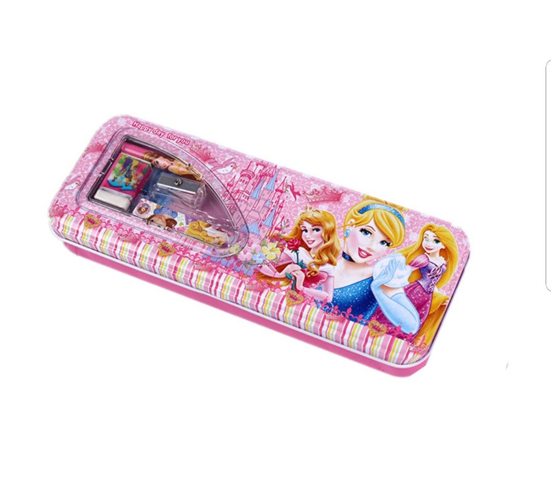 New Stylish steel double layer pencil box with pencil eraser and Sharpner