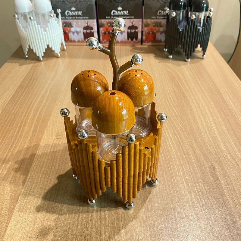 Crown Salt Pepper & Tooth Pick Storage Set