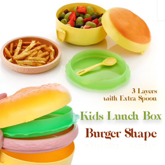 3 Layer Plastic BPA Free Burger Shape Lunch Box