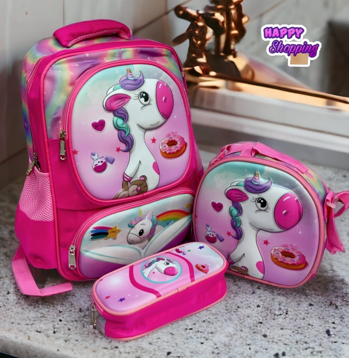 School Bags with 3D characters(3 PCS set)