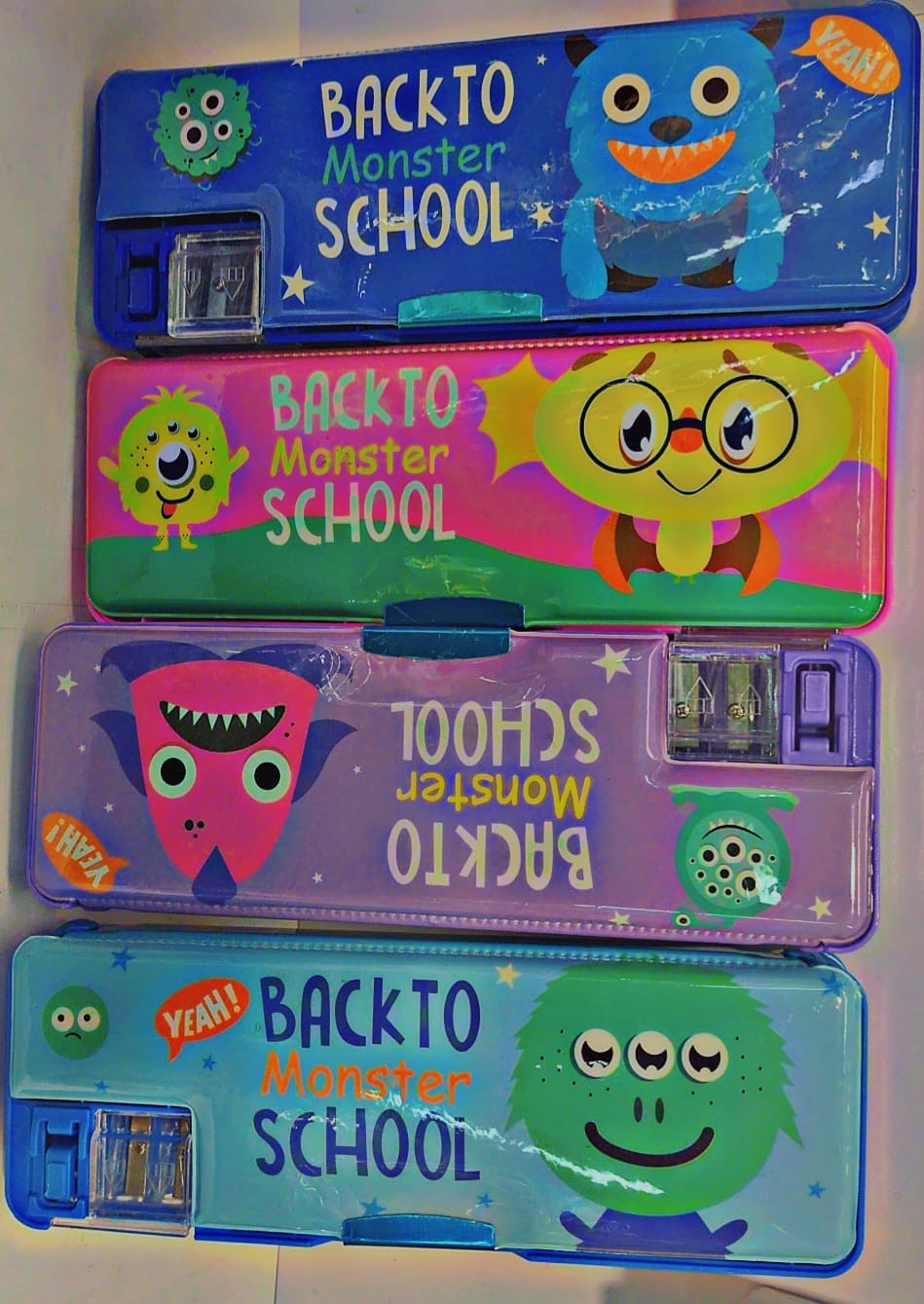 New Design Random Pencil box with Two side partitions and Sharpener