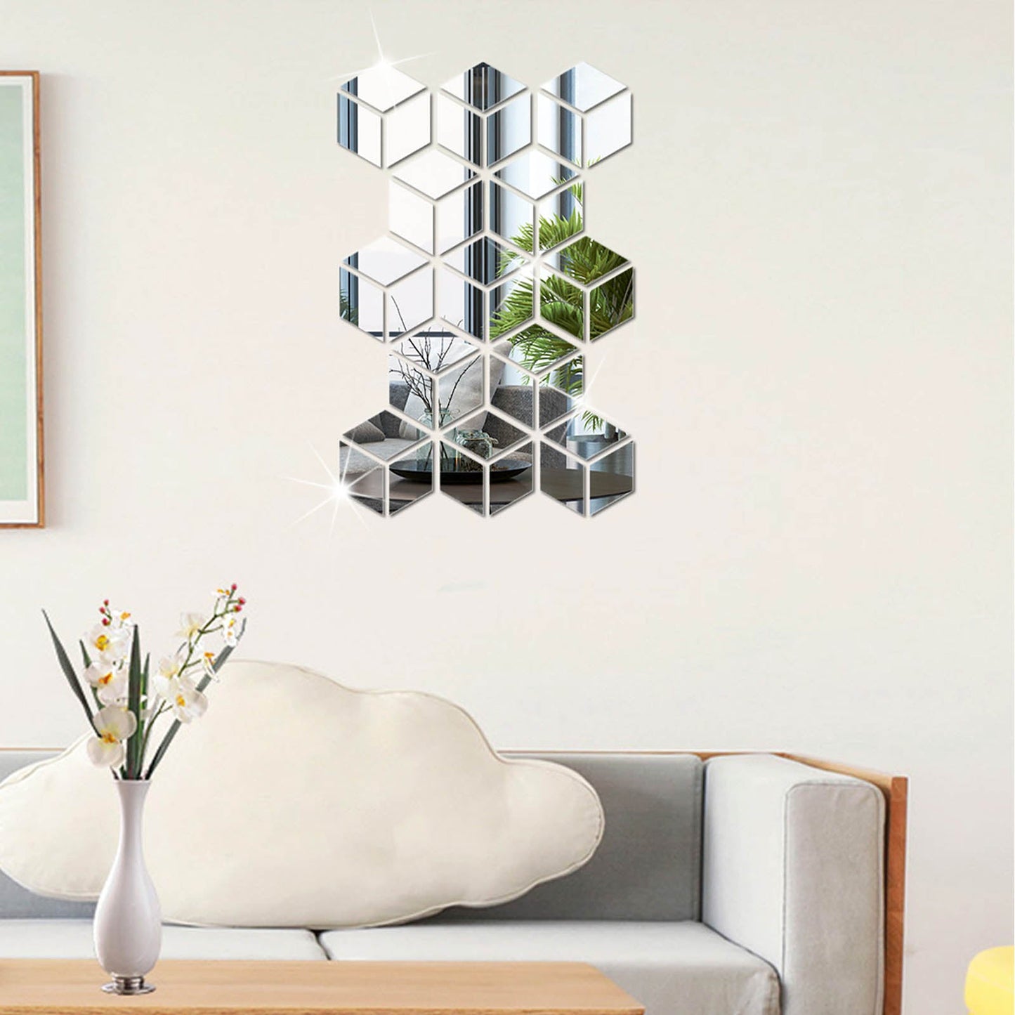 Prismatic Geometric Acrylic Mirror Stickers Wall Background Living Room Bedroom DIY Home Decoration Stickers Posters