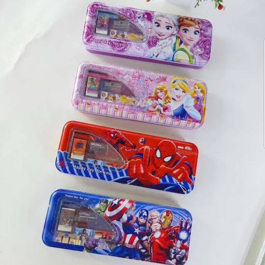 New Stylish steel double layer pencil box with pencil eraser and Sharpner