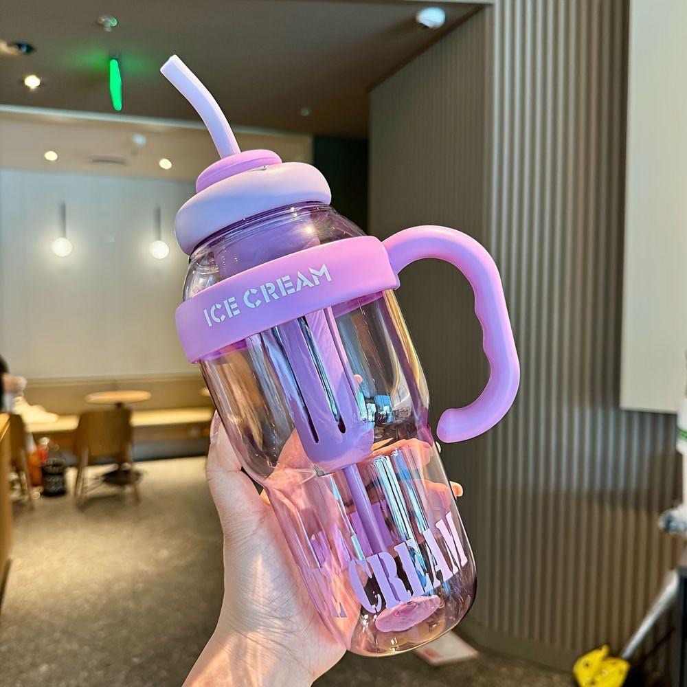 Premium 1200ML Large Capacity Water Glass Bottle with Straw and Extra Tea Infuser