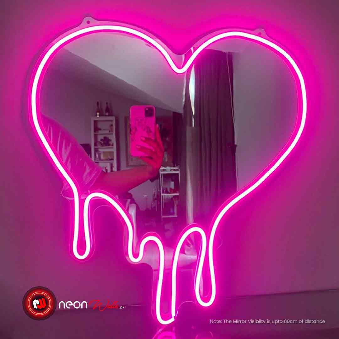 Melting Heart Neon Selfie Mirror - Neon Lights