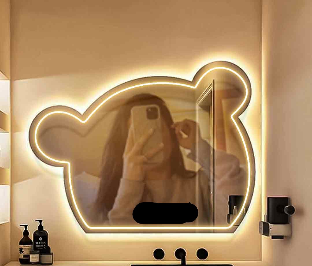 Bear Face Selfie Neon Mirror