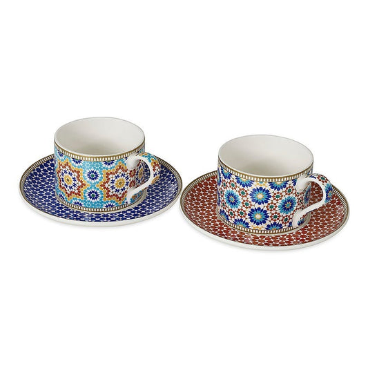 Porcelain Coffee Cup, Multicolour - 240ml, Set of 2