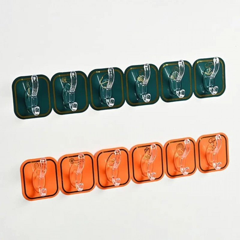 6pcs Transparent Plastic Duty Wall Hook for Kitchen Bathroom , Office Storage