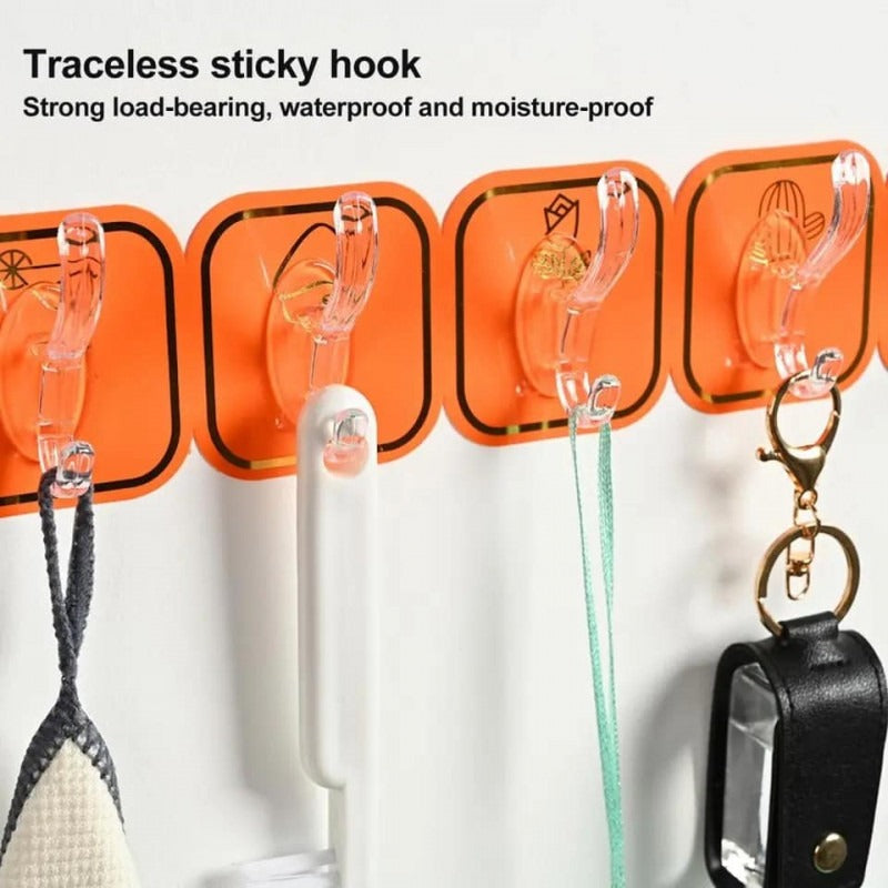 6pcs Transparent Plastic Duty Wall Hook for Kitchen Bathroom , Office Storage