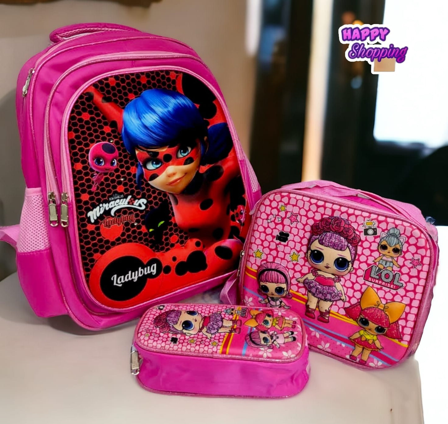 School Bags with 3D characters(3 PCS set)