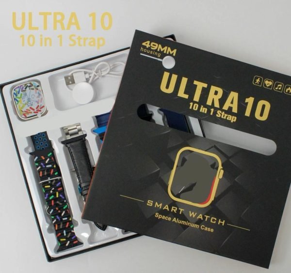 Ultra 10-in-1 Smartwatch Set | 49mm HD Display, 10 Color Straps, Bluetooth & Touchscreen