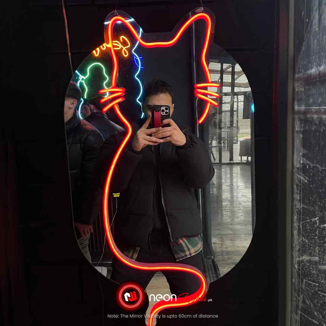 Cute Kitten Shape Neon Selfie Mirror (Larger)