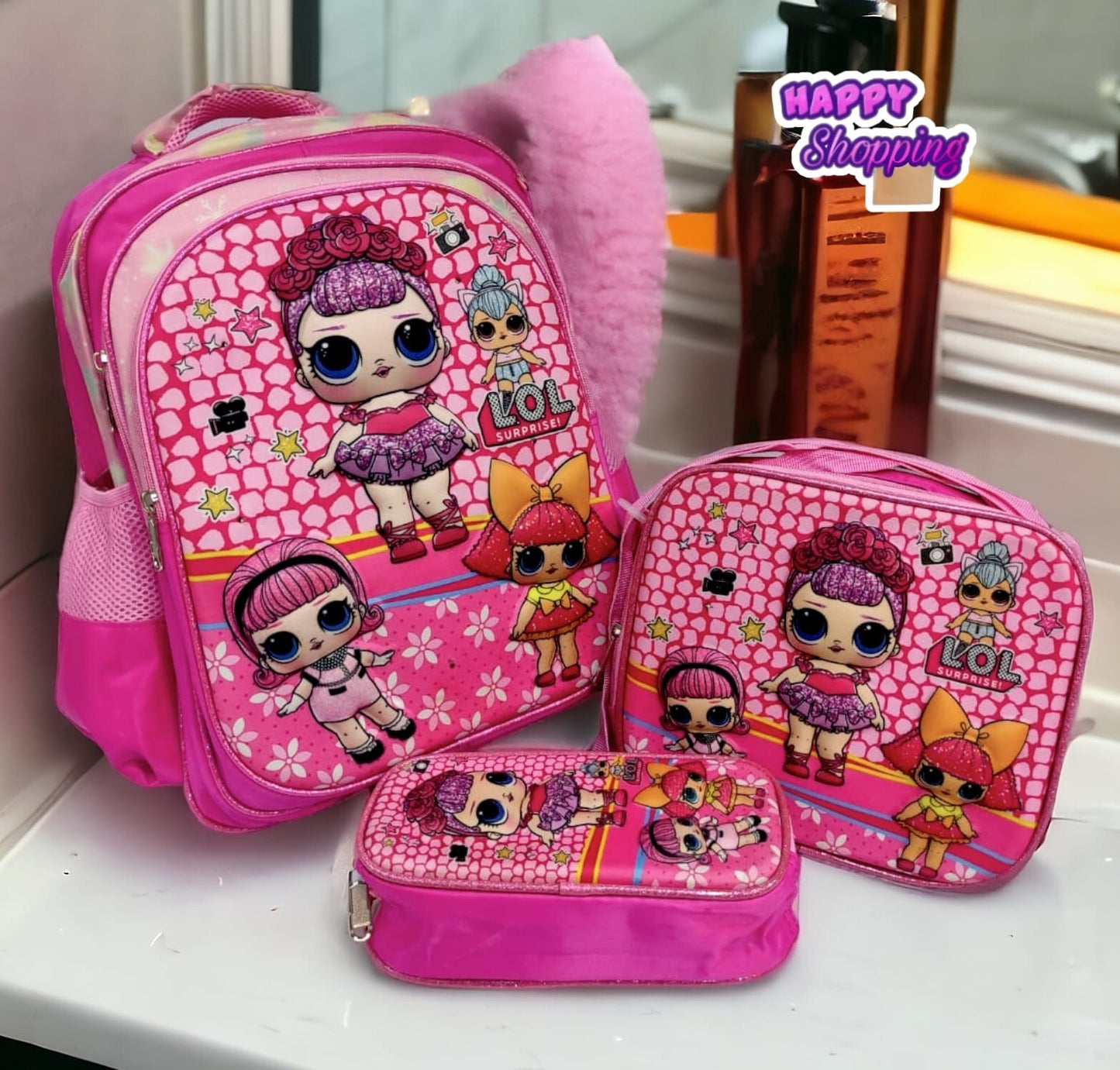 School Bags with 3D characters(3 PCS set)