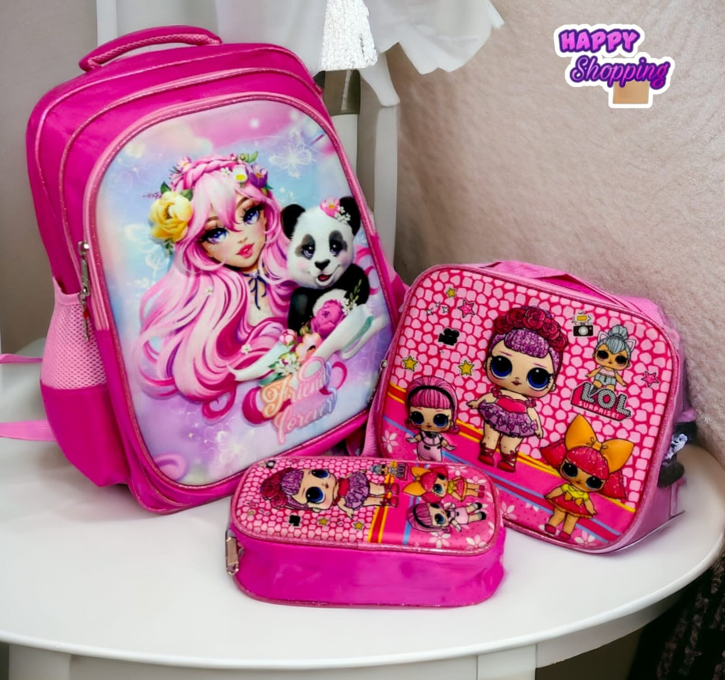 School Bags with 3D characters(3 PCS set)