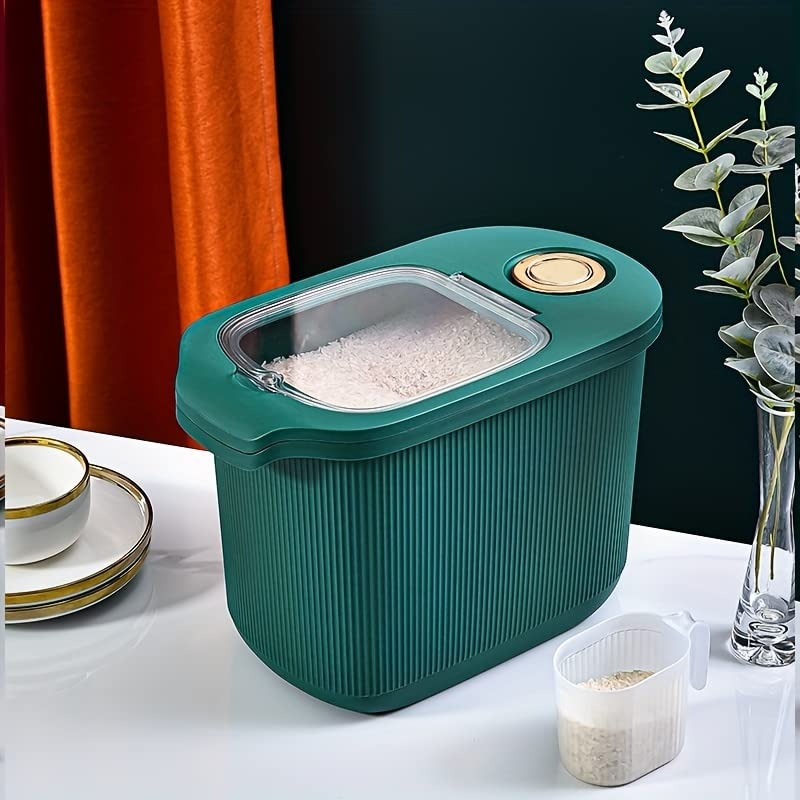 Couple of 5kg & 10kg Rice Bucket With Measuring Cup | Large Capacity Cereal Storage Container | Moisture-proof Insect-proof Sealed Storage Containers For Rice