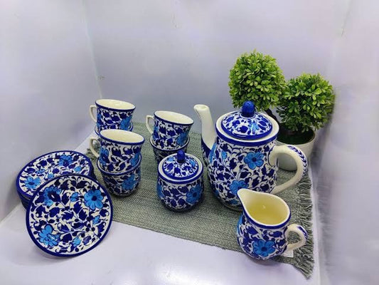 Blue Pottery Traditional Tea Set