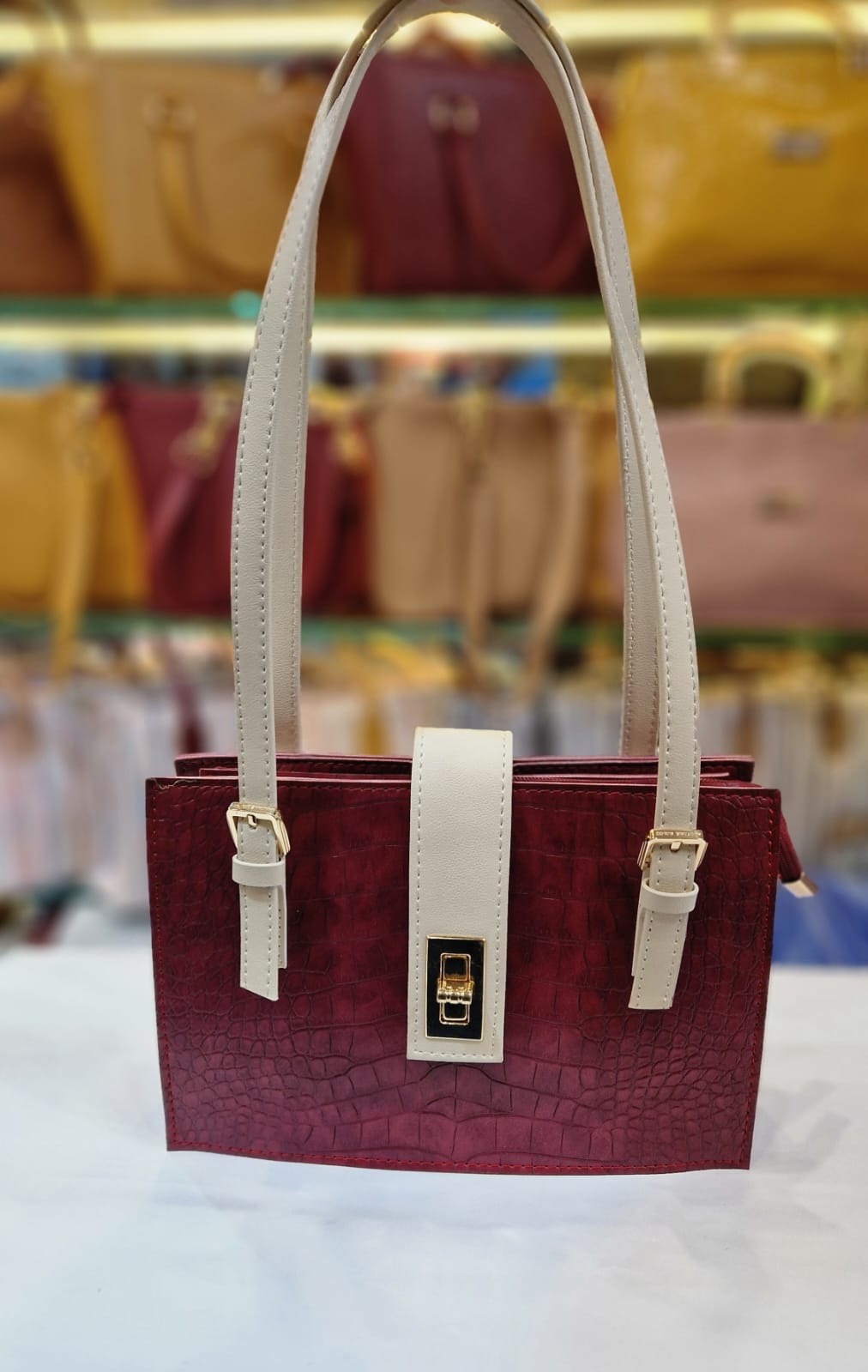 Croco Carry Handbag