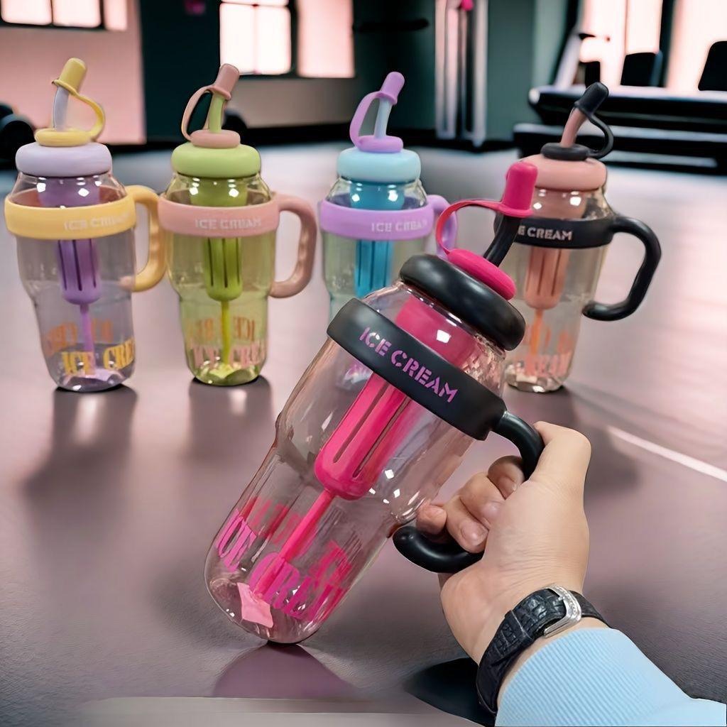 Premium 1200ML Large Capacity Water Glass Bottle with Straw and Extra Tea Infuser