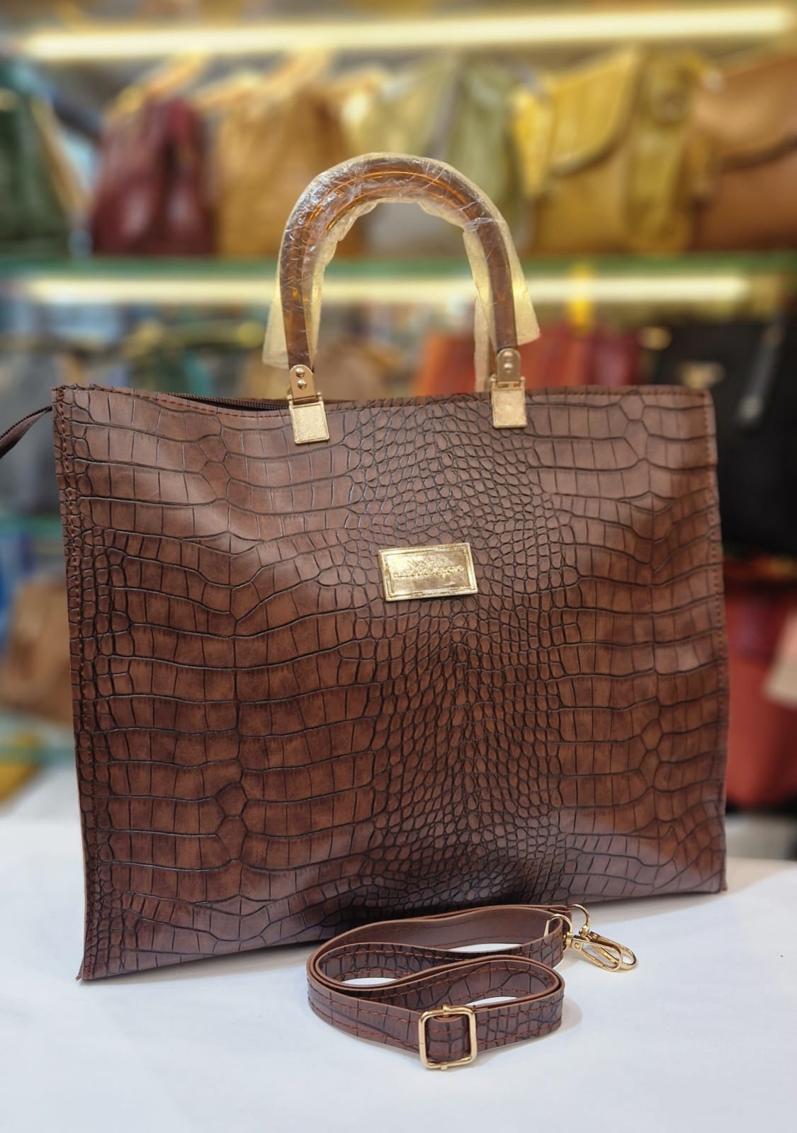 Croco Handle Bag