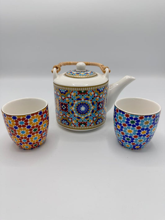 Porcelain Teapot Set, 600ml Multicolour