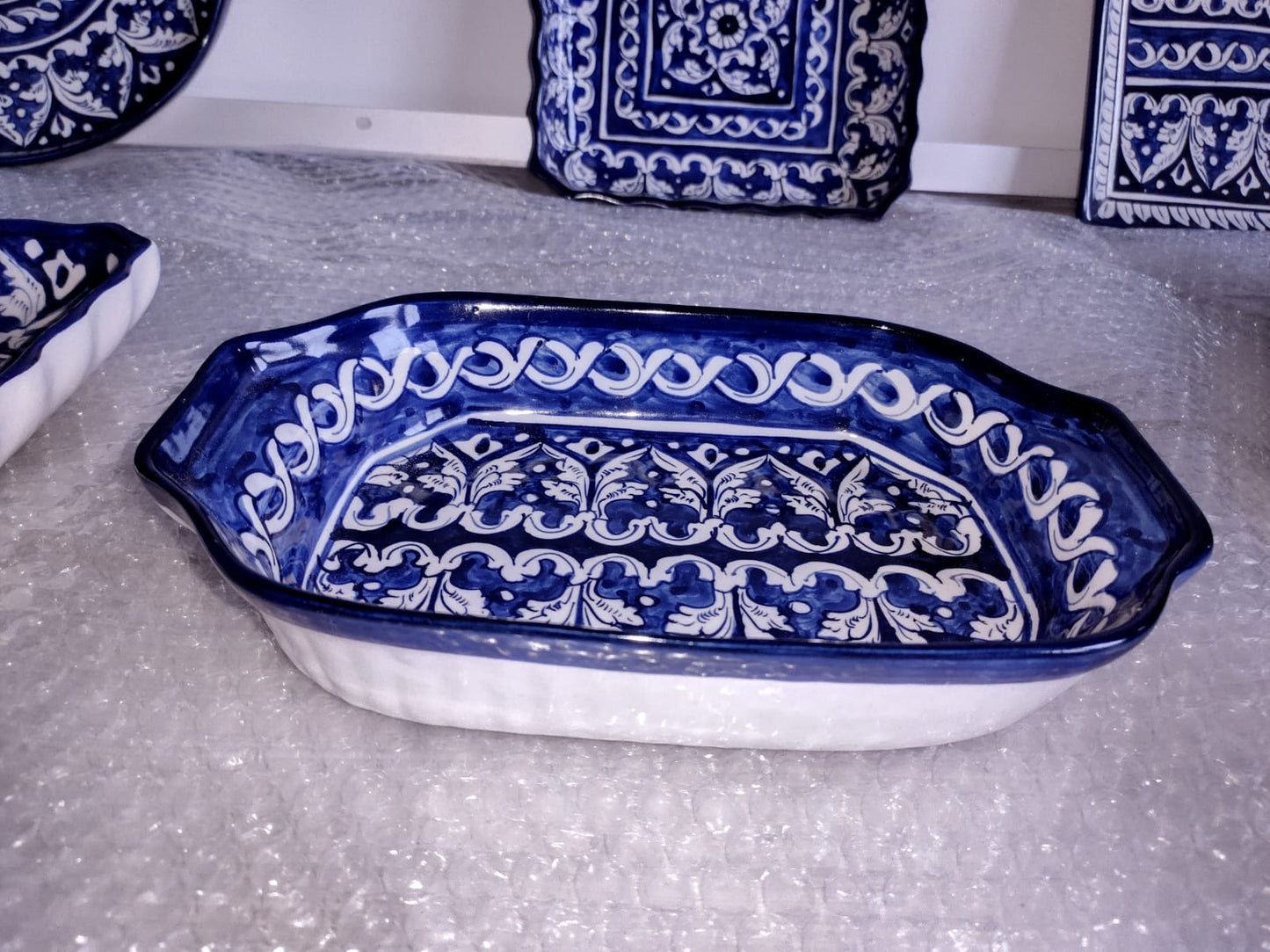 Blue Pottery Rectangular deep dish Platter