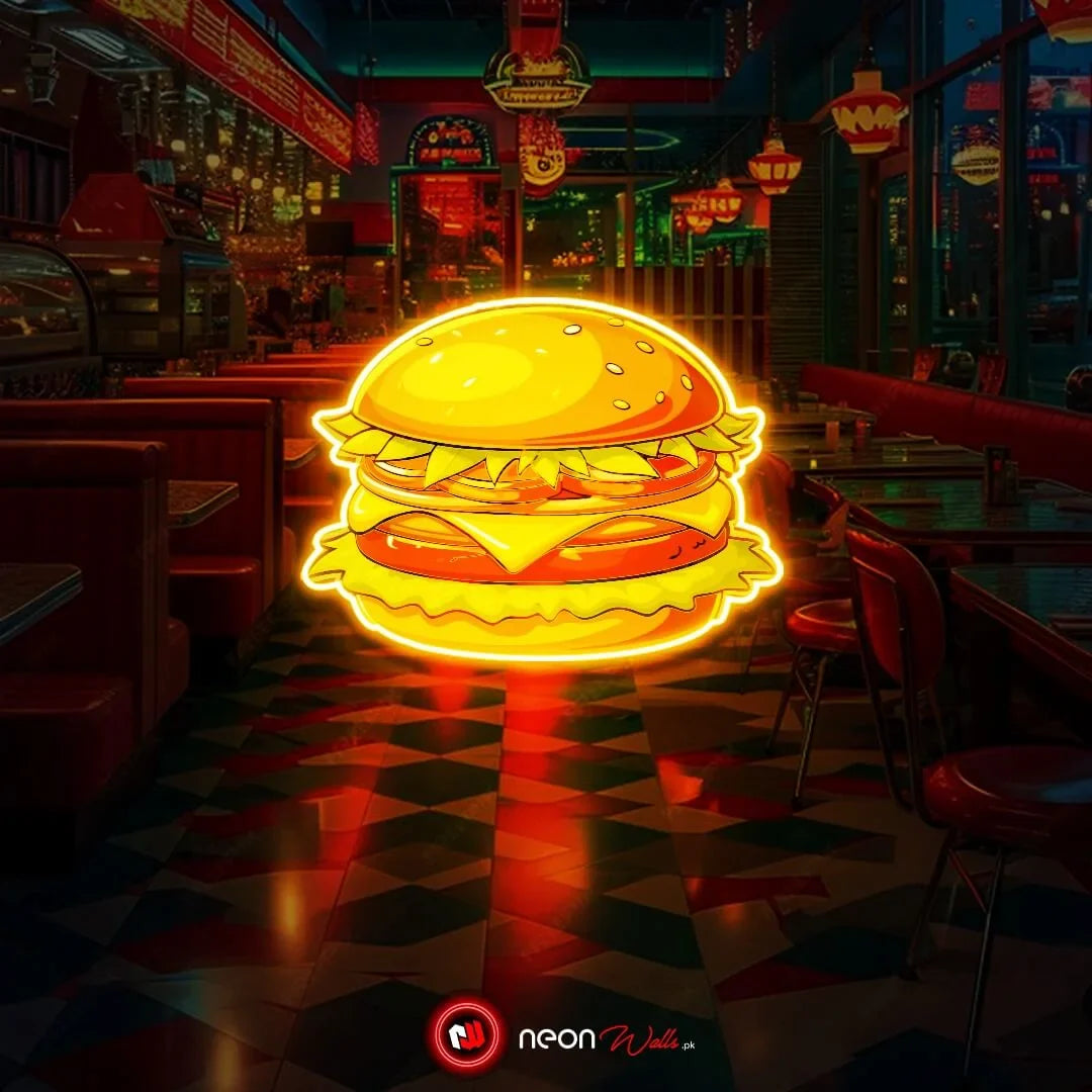 Burger Food UV Neon Sign 🍔 – Light Up Your Space with Tasty Vibes!