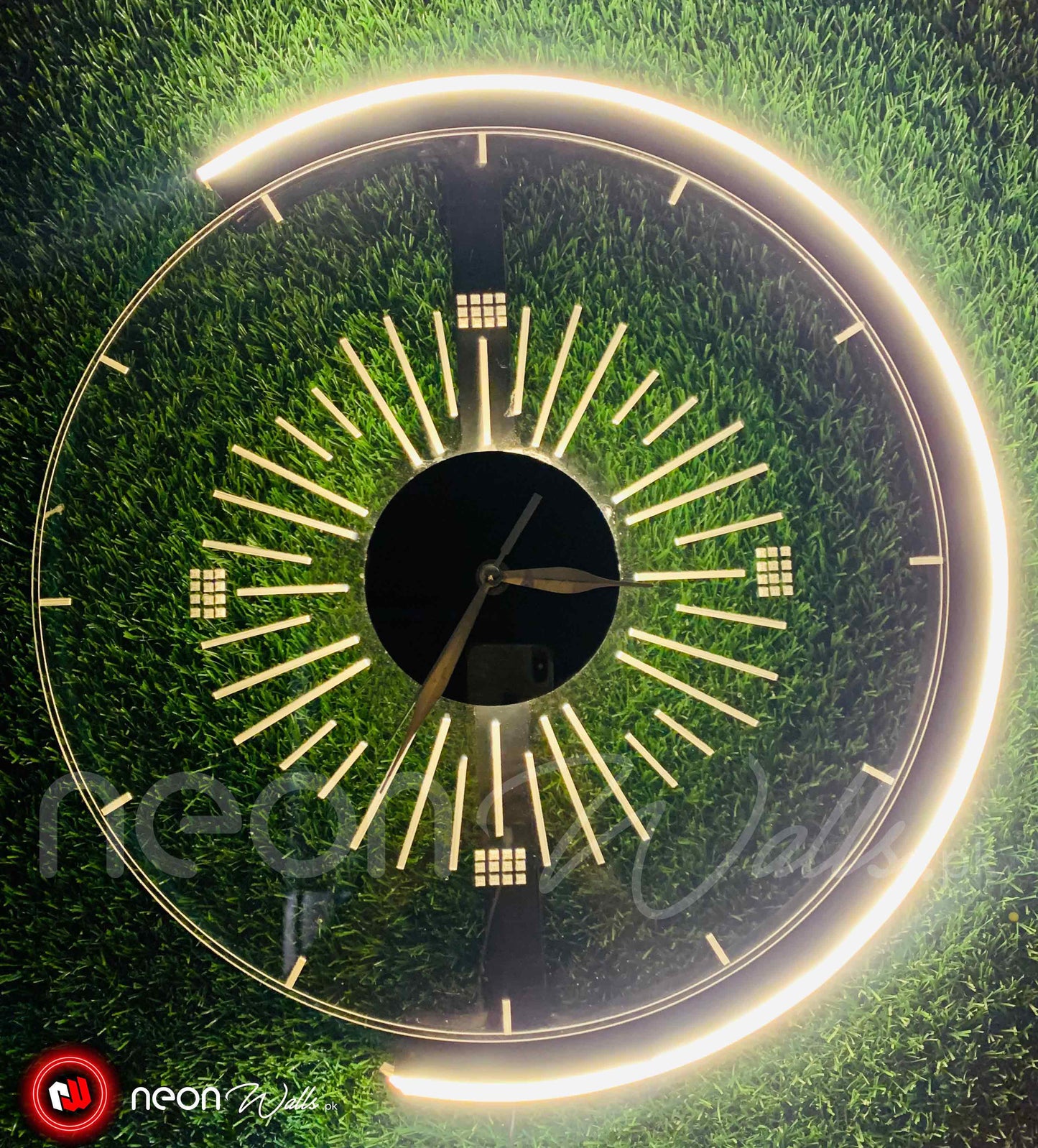 Premium C Shape Neon Decorative Wall Art Clock -  Neon Light