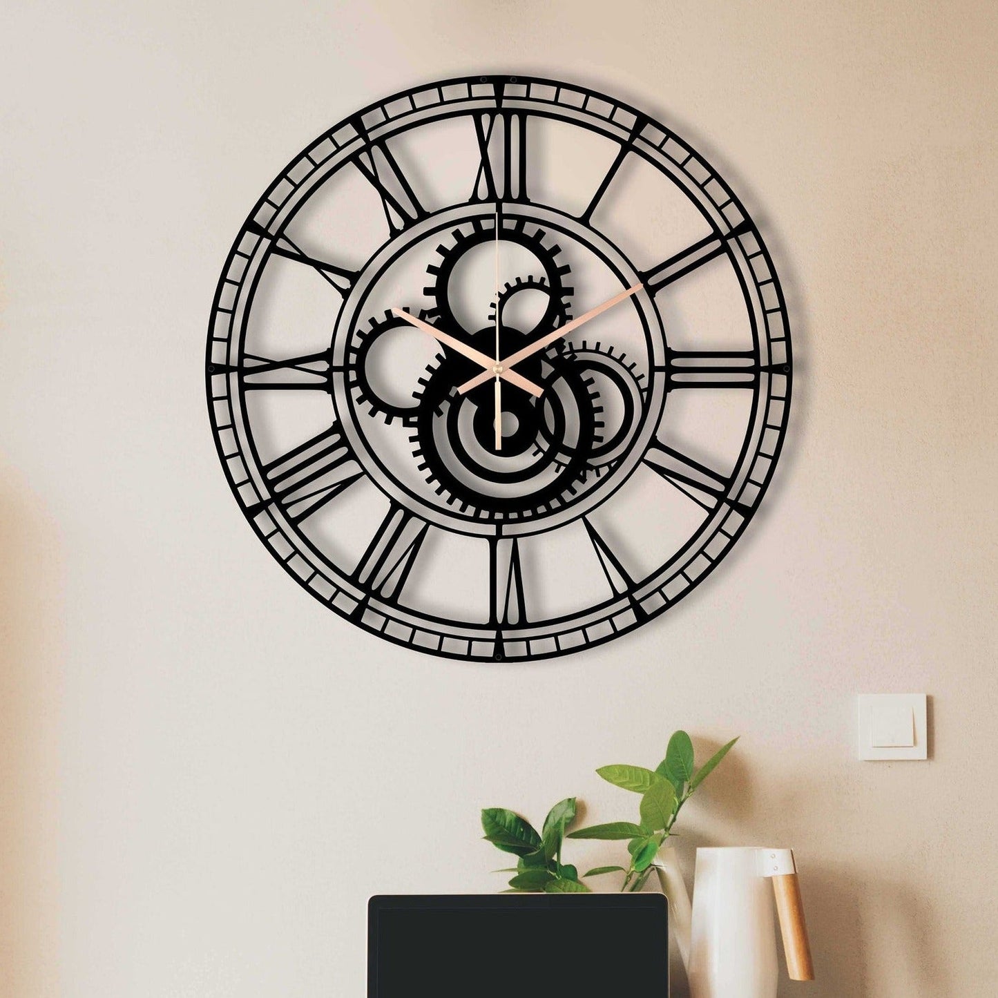 Gear Wall Clock Wood, Office Wall Hanging Decoration