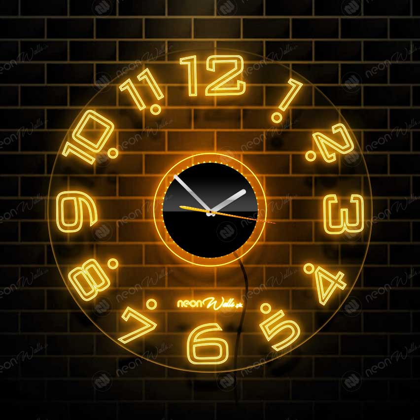 Neon Light Analog Modern Wall Clock - Illuminate with Neon LED Backlight