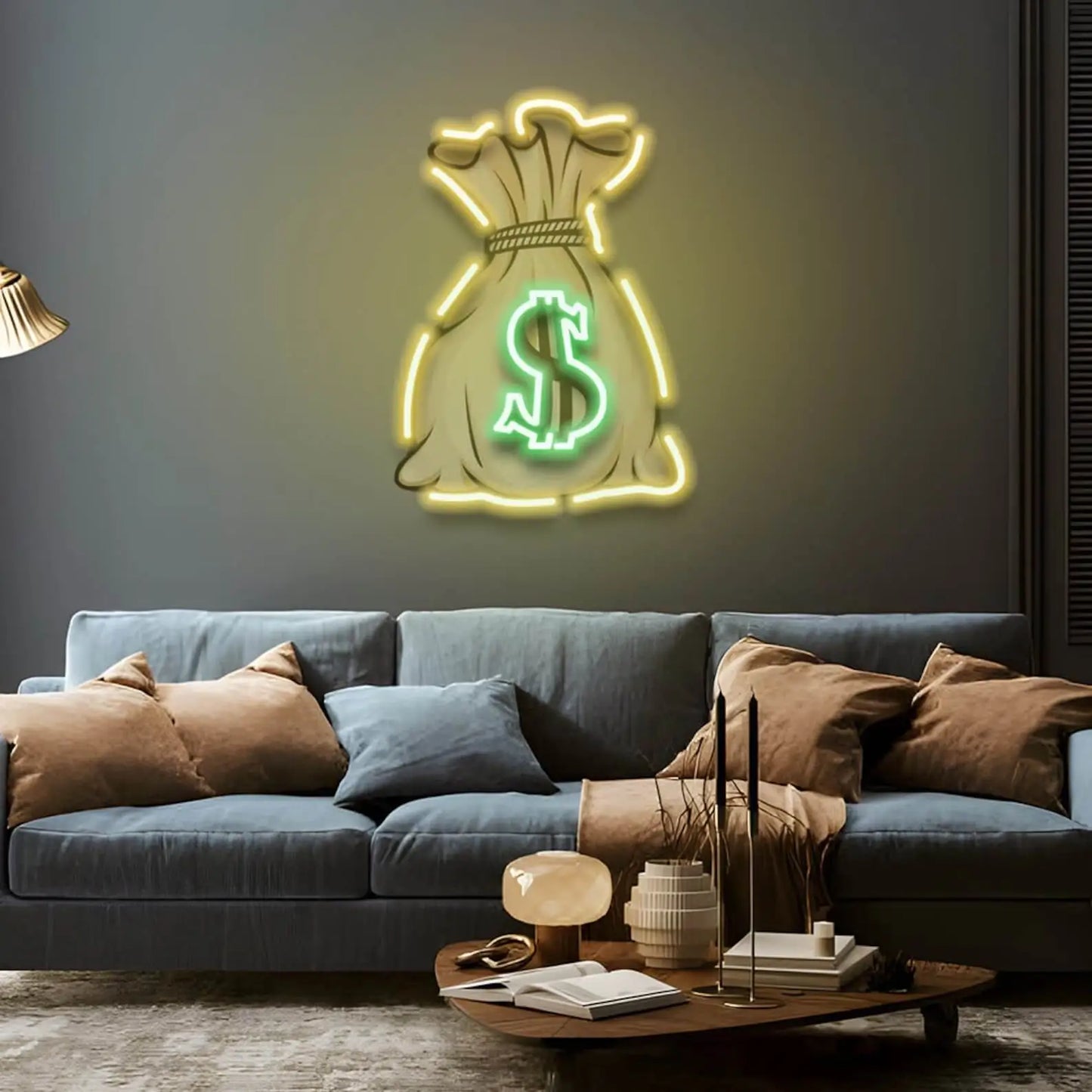 Money Bag UV LED Neon Sign 💰 – Light Up Your Wealthy Vibes!