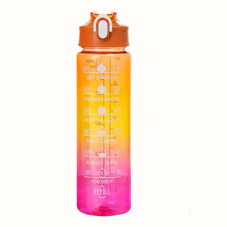 3pcs Motivational Transparent Gradient Plastic Cup, Outdoor Large-capacity Water Bottle Sports Space Cup