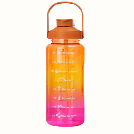 3pcs Motivational Transparent Gradient Plastic Cup, Outdoor Large-capacity Water Bottle Sports Space Cup