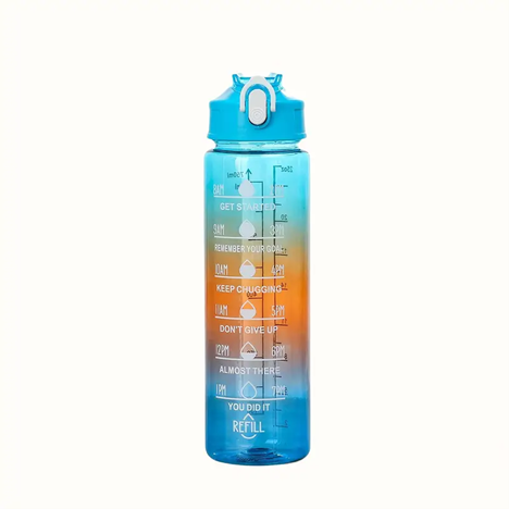 3pcs Motivational Transparent Gradient Plastic Cup, Outdoor Large-capacity Water Bottle Sports Space Cup