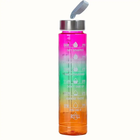 3pcs Motivational Transparent Gradient Plastic Cup, Outdoor Large-capacity Water Bottle Sports Space Cup