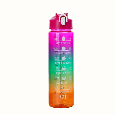 3pcs Motivational Transparent Gradient Plastic Cup, Outdoor Large-capacity Water Bottle Sports Space Cup