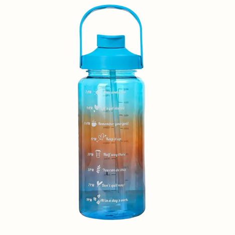 3pcs Motivational Transparent Gradient Plastic Cup, Outdoor Large-capacity Water Bottle Sports Space Cup