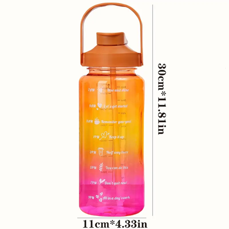 3pcs Motivational Transparent Gradient Plastic Cup, Outdoor Large-capacity Water Bottle Sports Space Cup